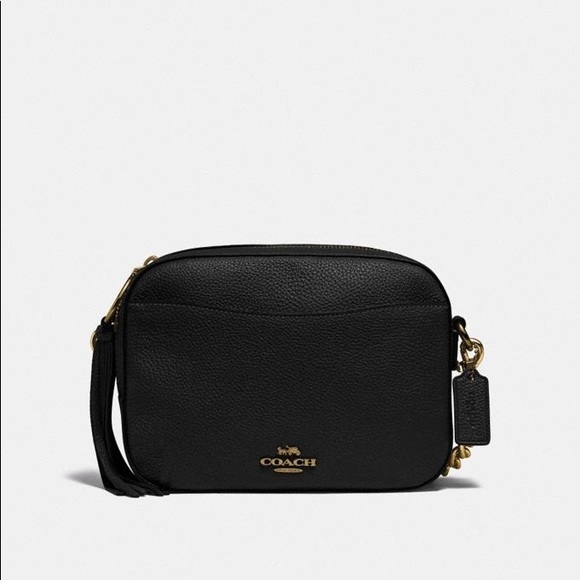 coach black camera bag